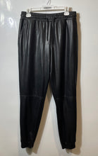 Load image into Gallery viewer, HUE Womens Black Faux Leather Elastic Waistband Drawstring Jogger Pants Size L