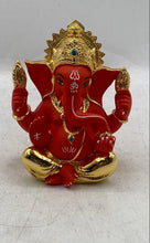 Load image into Gallery viewer, Satguru's Decorative Red Gold Accents Ganpati Bappa Idol Religious Statue