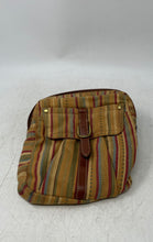 Load image into Gallery viewer, Fossil Womens Brown Striped Inner Pockets Adjustable Strap Crossbody Bag