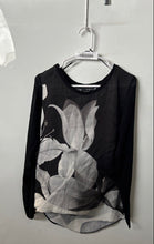 Load image into Gallery viewer, Zara Womens Black Printed Shirt Long Sleeve Pullover T-Shirt Size Small