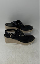 Load image into Gallery viewer, Michael Kors Womens Casey Black Leather Wedge Espadrille Sandals Size 7