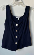 Load image into Gallery viewer, Nine West Womens Dark Blue Sleeveless Square Neck Button Front Tank Top Size S