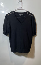 Load image into Gallery viewer, Karl Lagerfeld Paris Womens Black Short Sleeve Knitted Pullover Sweater Size S