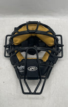 Load image into Gallery viewer, Rawlings Black Yellow Umpire Padded Adjustable Baseball Catcher's Mask