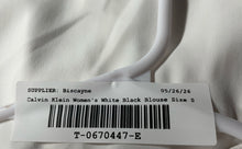 Load image into Gallery viewer, Calvin Klein Womens White Black Split Neck Sleeveless Pullover Blouse Top Size S