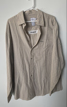 Load image into Gallery viewer, Calvin Klein Mens Beige Check Print Cotton Long Sleeve Button-Up Shirt Size L
