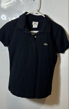 Load image into Gallery viewer, Lacoste Youth Black Embroidered Logo Spread Collar Short Sleeve Polo Shirt Sz 7