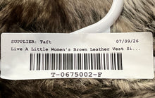 Load image into Gallery viewer, Live A Little Womens Brown Leather Notch Lapel One-Button Vest Size Medium