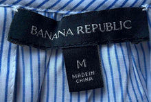 Load image into Gallery viewer, Banana Republic Womens Blue White Striped Ruffle Scoop Neck Blouse Top Size M
