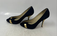 Load image into Gallery viewer, Laundry By Shelli Segal Womens Black Yellow Open Toe Slip-On Pump Heels Size 7M