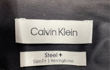 Load image into Gallery viewer, Calvin Klein Mens Black Long Sleeve Slim Fit Herringbone Dress Shirt Size M