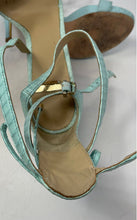 Load image into Gallery viewer, Marciano Womens Calixx Green Snakeskin Print Leather High Strappy Heels Sz 7.5M