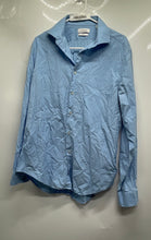 Load image into Gallery viewer, Calvin Klein Mens Blue Long Sleeve Slim Fit Dress Shirt Size L 16-16.5 34/35