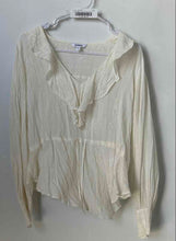 Load image into Gallery viewer, Express Womens White Striped Print Long Sleeve Deep V-Neck Blouse Top Size Small