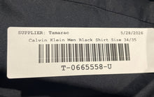 Load image into Gallery viewer, Calvin Klein Mens Black Long Sleeve Collared Button Front Dress Shirt 18 34/35