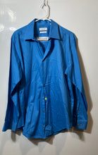 Load image into Gallery viewer, Calvin Klein Mens Blue Long Sleeve Collared Stretch Slim Fit Dress Shirt Size L