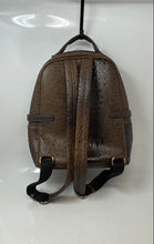 Load image into Gallery viewer, Womens Brown Croc-Embossed And Ostrich Leather Bottom Studs Designer Backpack