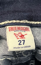 Load image into Gallery viewer, True Religion Womens Blue Denim Dark Wash Back Flap Pockets Skinny Jeans Size 27