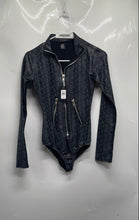 Load image into Gallery viewer, Frederick's Of Hollywood Womens Gray Snakeskin Print Zip Bodysuit Size S W/ Tag