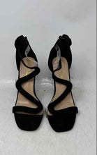 Load image into Gallery viewer, Fashion Nova Womens Black Wedge Heel Back Zip Ankle Strap Sandals Size 6