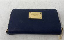 Load image into Gallery viewer, Michael Kors Womens Blue Leather Inner Divider Accordion Zip-Around Wallet
