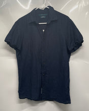 Load image into Gallery viewer, Perry Ellis Mens Blue Collared Short Sleeve Button-Up Shirt Size Medium
