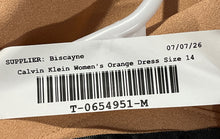 Load image into Gallery viewer, Calvin Klein Womens Orange Sleeveless V-Neck Pullover Shift Dress Size 14