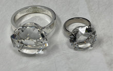 Load image into Gallery viewer, 2 Pieces Shannon Clear Crystal Diamond Ring Designer Paperweight In Velvet Box