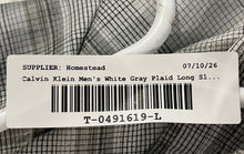 Load image into Gallery viewer, Calvin Klein Mens White Gray Plaid Long Sleeve Button-Up Shirt Size S/P