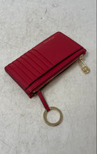 Load image into Gallery viewer, Michael Kors Womens Red Signature Leather Keyring Jet Set Charm Card Case Wallet