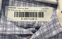 Load image into Gallery viewer, Bg Bogosse Mens Blue Plaid Spread Collar Long Sleeve Dress Shirt Size 4
