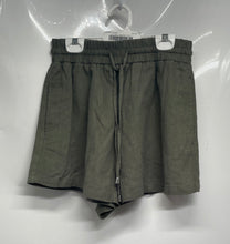 Load image into Gallery viewer, Zara Womens Green Elastic Waistband Front Drawstring Paperbag Shorts Size Small