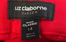 Load image into Gallery viewer, Liz Claiborne Womens Red Flat Front Classic Fit Straight Leg Ankle Pants Size 14