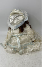 Load image into Gallery viewer, Vintage Blue Eyes Brown Hair Lace Dress With Hat Collectible Porcelain Girl Doll