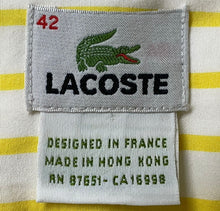 Load image into Gallery viewer, Lacoste Mens White Yellow Cotton Striped Long Sleeve Dress Shirt Size 42