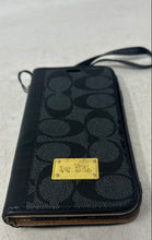 Load image into Gallery viewer, Coach Womens Blue Signature Print Leather Foldable Apple iPhone Case