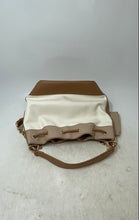 Load image into Gallery viewer, Anne Klein Womens Beige White Colorblock Leather Bucket Bag w/ Wallet