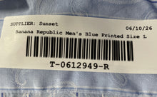 Load image into Gallery viewer, Banana Republic Mens Blue Printed Cotton Long Sleeve Collared Dress Shirt Size L