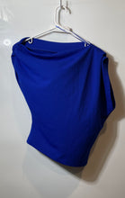 Load image into Gallery viewer, Zara Womens Blue Asymmetrical Draped One-Shoulder Cropped Blouse Top Size Small