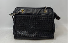 Load image into Gallery viewer, Charter Club Womens Black Leather Woven Inner Pocket Double Strap Shoulder Purse