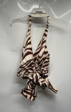 Load image into Gallery viewer, Zara Womens Brown Beige Zebra Print Cotton Cropped Blouse Top Size S With Tag