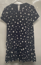Load image into Gallery viewer, Zara Womens Dark Blue White Polka Dot Short Sleeve Ruffle Hem Mini Dress Size S