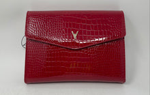 Load image into Gallery viewer, Vanessa Williams Womens Red Crocodile Embossed Inner Pockets Clutch Purse