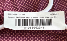 Load image into Gallery viewer, Armani Exchange Mens Red Geometric Long Sleeve Button-Up Shirt Size L With Tag