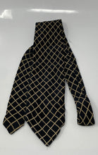 Load image into Gallery viewer, Giorgio Armani Mens Black Beige Diamond Grid Print Adjustable Pointed Tie