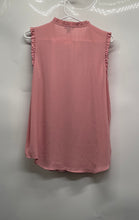 Load image into Gallery viewer, Ann Taylor Womens Pink Sleeveless Pleated Ruffle Trim Blouse Top Size Medium