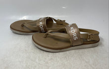 Load image into Gallery viewer, Michael Kors Womens Brown White Monogram Open Toe Flat Thong Sandals Size 7
