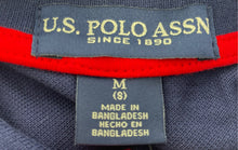 Load image into Gallery viewer, U.S Polo Assn Boys Navy Blue & Red Striped Golf Polo Shirt Size Medium