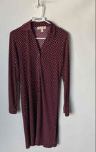Load image into Gallery viewer, Michael Kors Womens Burgundy Polka Dot Long Sleeve Collared Shirt Dress Size XS