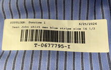 Load image into Gallery viewer, Sean John Mens Blue Striped Cotton Regular Fit Collared Dress Shirt Size 16 1/2